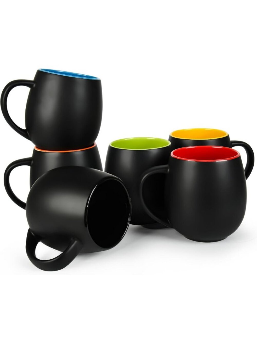 Matte Black Ceramic Coffee Mug Set - 20oz Porcelain Cups for Coffee, Tea & Juice